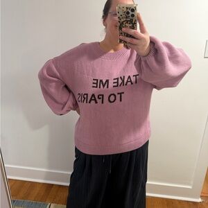 Anthropologie Maeve Graphic City Sweater ‘Take Me to Paris’ crewneck sweater XL